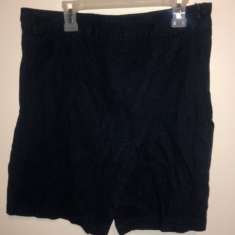 Navy Linen/Rayon Side Slit Skirt